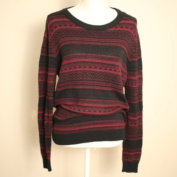 Forever 21 Wool Blend Tribal Print Knit Sweater L